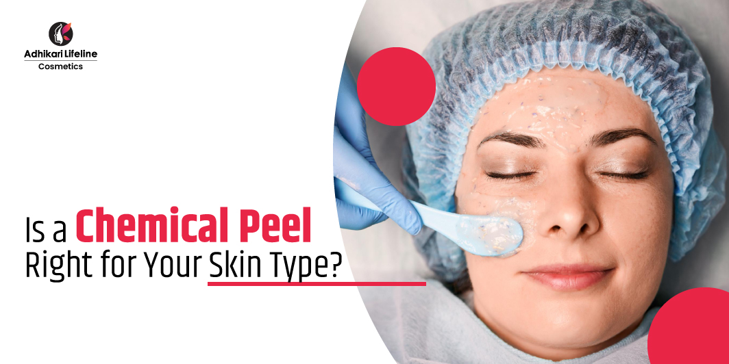A woman receiving a chemical peel treatment in a clinical setting